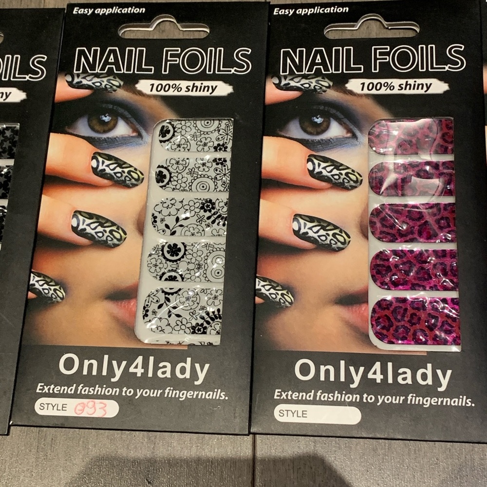 NWT Set of 5 Only4lady Nail Foils - Mixed Prints, Stars, Floral & Pink - Picture 4 of 8